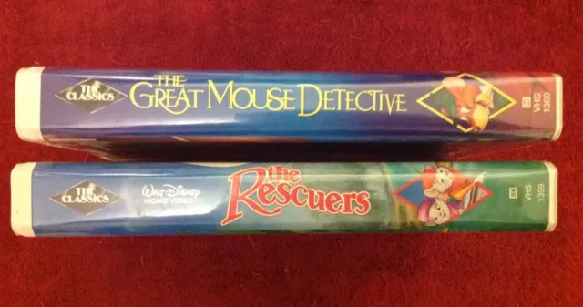 Lot Vintage Disney Rescuers Great Mouse Detective Black Diamond Classic VHS Clam