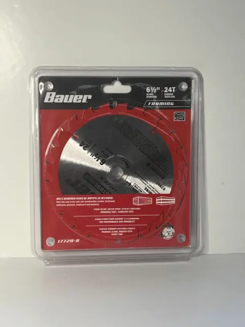 Bauer 6-1/2 in. 24T Framing Circular Saw Blade 1772 A-B NEW NIP