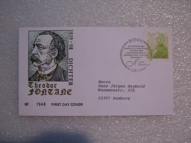 Ersttagsbrief / FDC, BRD 09.11.1994   Theodor Fontane  (1767)  31