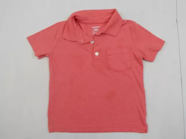 Carters Toddler Boys Polo Shirt Red Short Sleeve Size 24 Months. Has Stain