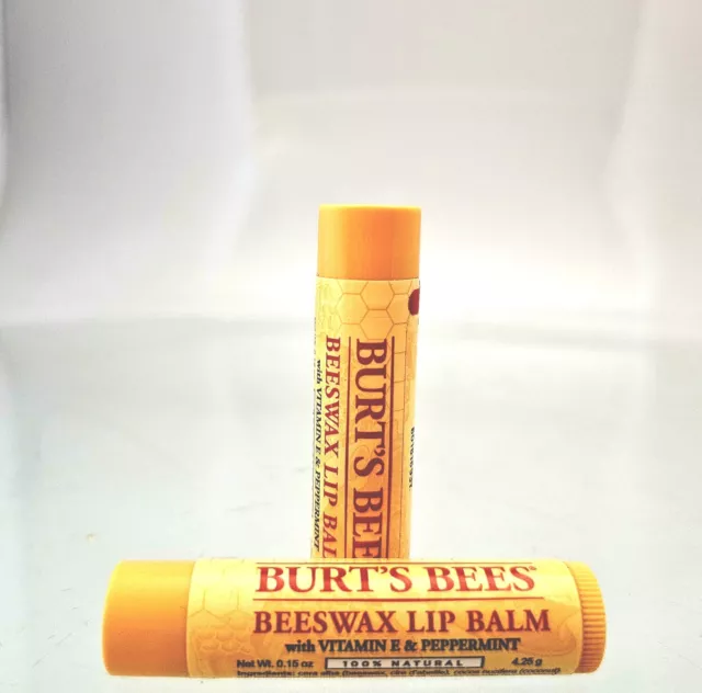 Burt's Bee Lip Balm 2pcs - 100% Natural Beeswax, Bundle