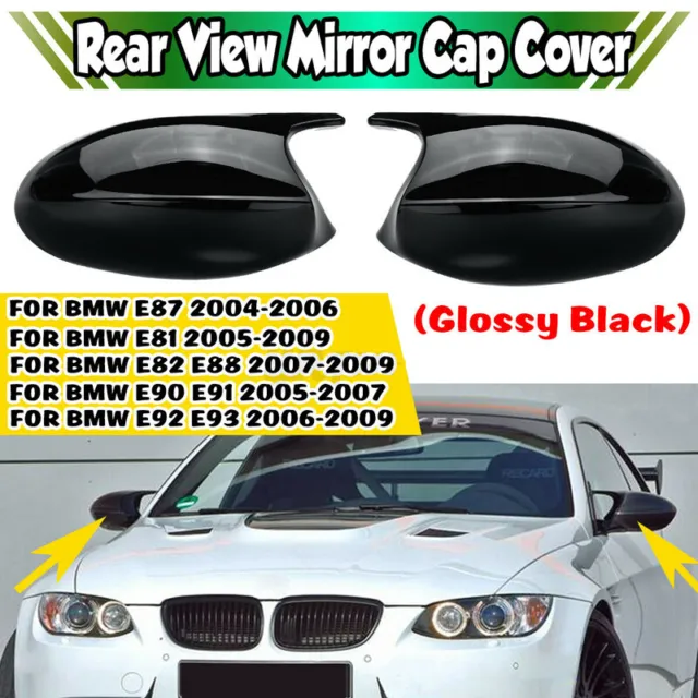 Gloss Black For BMW E81 E82 E87 E90 E91 E92 PRE-LCI Side Wing Mirror Cover Caps
