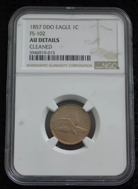 1857 1C DDO Flying Eagle Cent Graded by NGC as AU Details