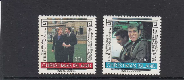 CHRISTMAS Island 1986 ROYAL WEDDING Prince Andrew & Sarah Ferguson set of 2 MNH