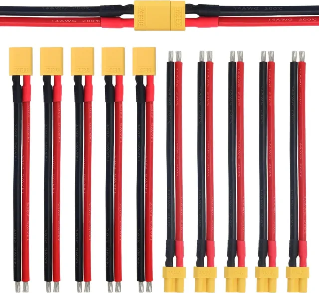 Paire de connecteurs XT30 mâle et femelle avec câble silicone 100mm 14AWG RC