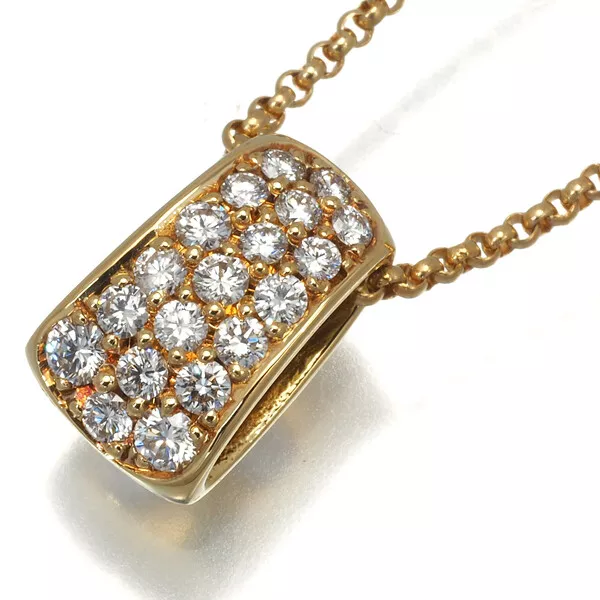 Auth MONNICKENDAM Necklace Diamond 0.50ct Paved Reversible 18K 750 Yellow Gold