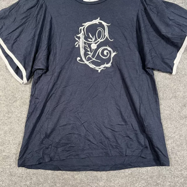 T-shirt CHLOE Top età 12 anni blu navy maniche corte stampa logo cotone 5