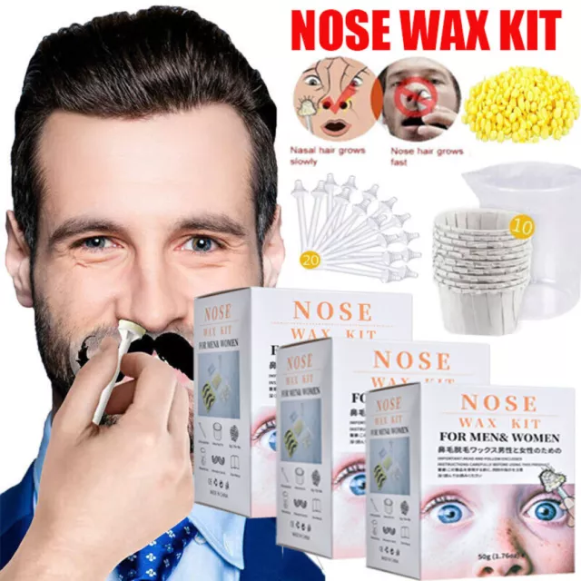 3/2X Nose Ear Hair Removal Wax Kit Painless&Easy Mens Nasal Waxing Strip Remover