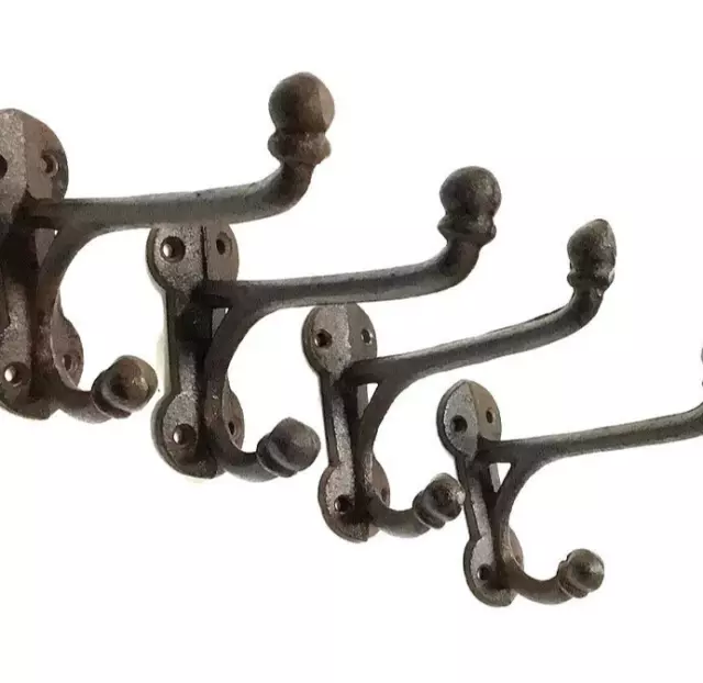 Cast Iron Harness Coat Tack Hooks Garage Barn Shed Closet Wall Mount Set of 6
