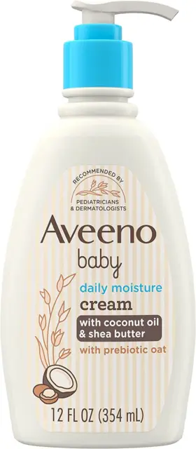 Aveeno Baby Daily Moisturizing Cream with Prebiotic Oat, Baby Lotion with Coconu