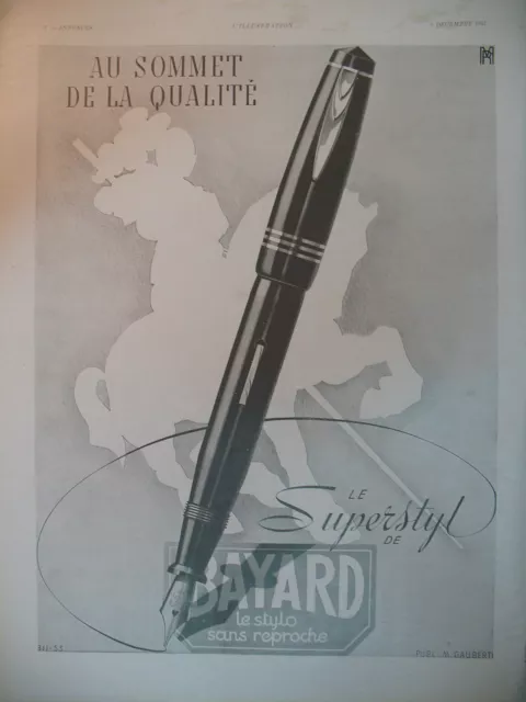 Publicite De Presse Bayard Stylo Plume Modele Superstyl Chevalier Ad 1941