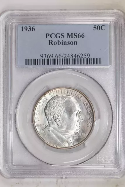 1936 Robinson Silver Commemorative Half Dollar Pcgs Ms66 Pq!