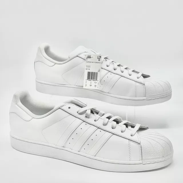 ADIDAS Superstar Foundation White Faux Leather Sneakers Men's Shoes Size US 18