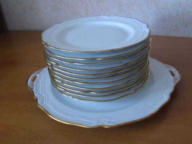 Limoges : Service À Dessert En Porcelaine Signé Bernardaud Modèle "Diderot "