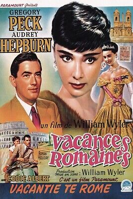 Poster Manifesto Locandina Cinema Film Vintage Vacanze Romane Audrey Hepburn Bar