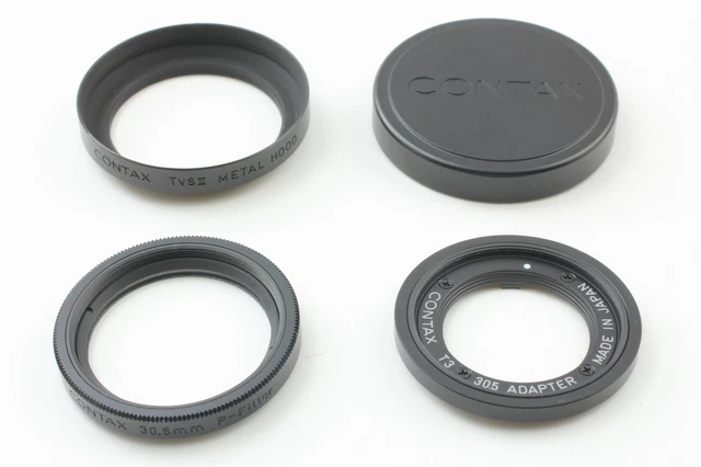[N MINT] Contax T3 Black 30.5mm Adapter Metal Hood P filter K-34 Cap From JAPAN
