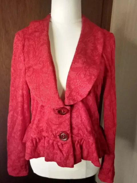 Boo Radley  Gorgeous Red Cropped Jacket Top New $159.95 S/M