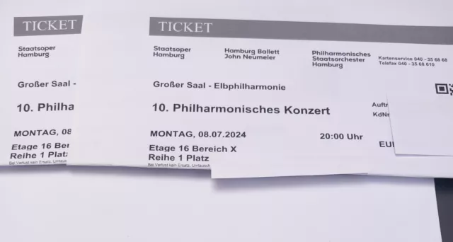 Elbphilharmonie 10. Philh Konzert Kent Nagano 2 Tickets Mo. 08.07.2024 20.00 Uhr