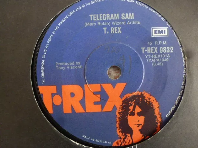 *T.REX "Telegram Sam / Cadilac" 7"Vinyl Record 45rpm