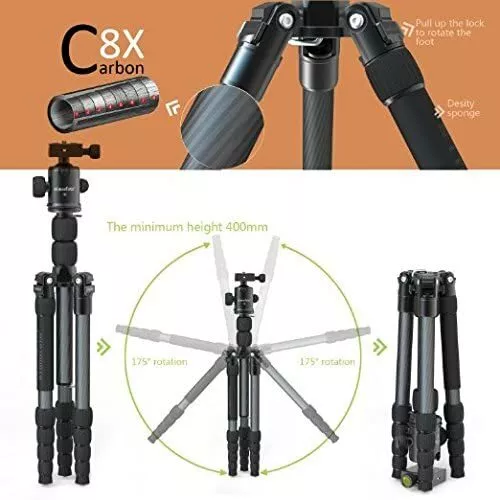 Sinno F-3425Z Carbon Fiber Tripod With Ball Head Professional Tripod For Camera