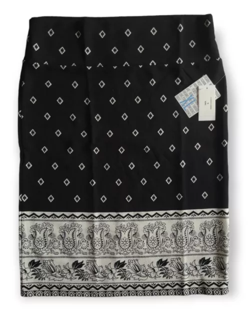 Lularoe Dipped Paisley Floral XL Cassie Pencil Skirt Diamond Black Off White NEW