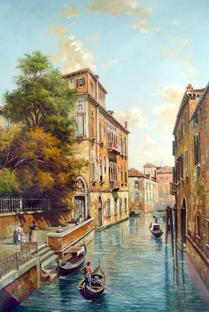 paysage venise tableau peinture huile sur toile / venice oil painting on canvas