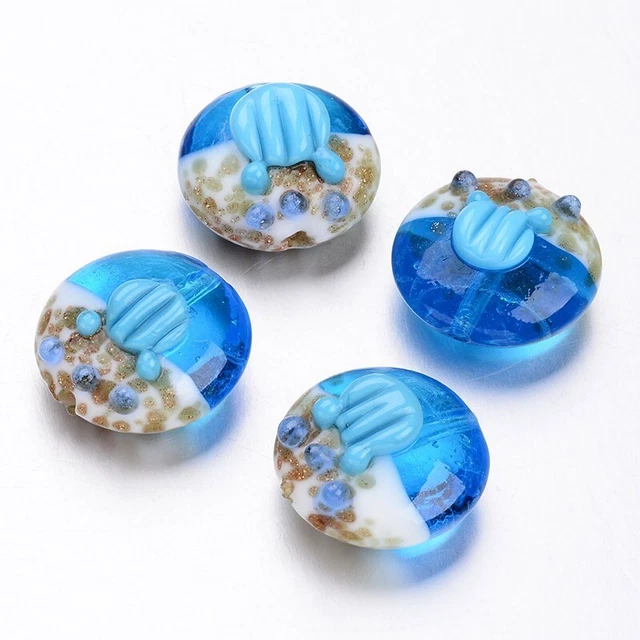NELLYS  3 Murano Glas Perlen Stil Lampwork flachrund ca.  19x11mm Glasperlen
