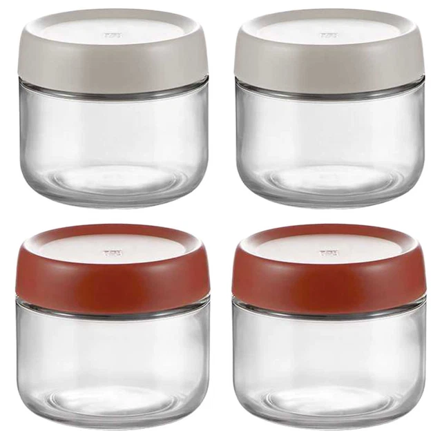 4 Pcs Pot De Grains De Café Pot De Stockage En Verre Bonbonnière Un Verre