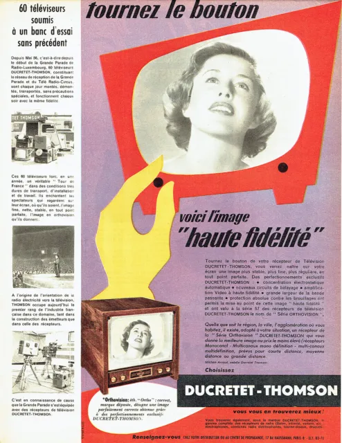 Publicité Advertising 028  1956  Téléviseur Ducretet-Thomson   Orthovision hf