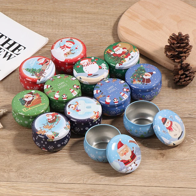 2.2OZ Christmas mini tin box Sealed jar packing boxes jewelry candy box stoAT JC