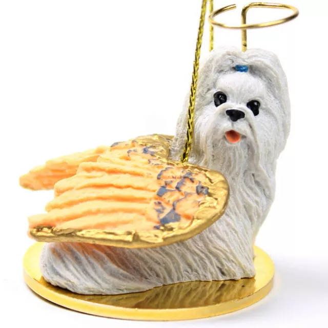 Shih Tzu Ornament Angel Figurine Hand Painted White