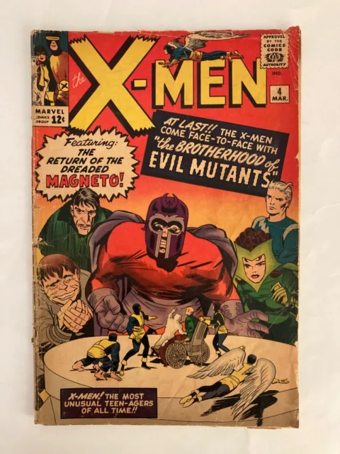 X-Men #4 (1964) 1st Brotherhood of Evil Mutants, Scarlet Witch, Quicksilver | G-
