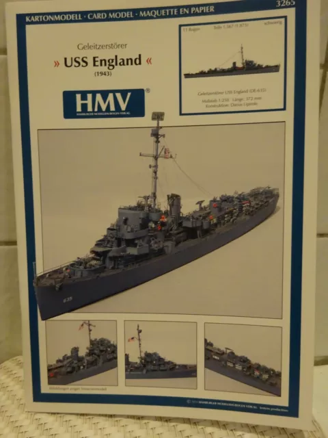 USS England 1943 Geleitzerstörer Kartonbausatz *NEU* Bastelbogen Kartonmodell