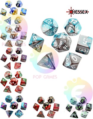 Chessex Set 7 Dadi Collezione OPACHI CHESSEX giochi di ruolo D&D dice /o dado A SCELTA 