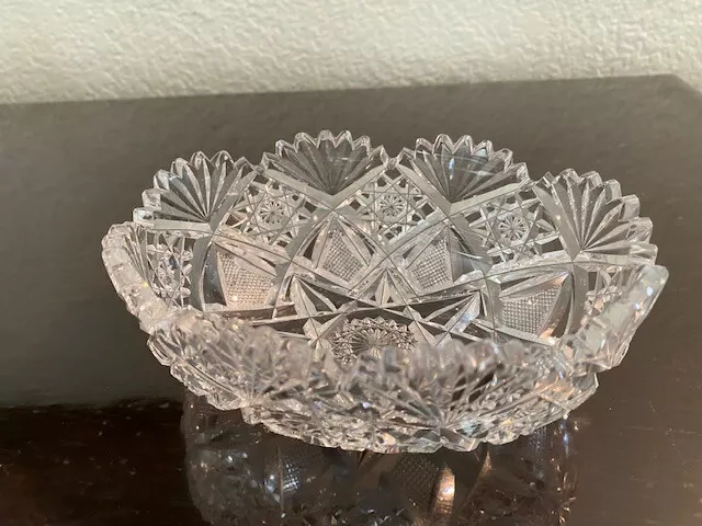 Beautiful ABP American Brilliant Cut Glass Crystal Oval Bowl