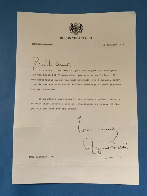 Prime Minister Margaret Thatcher - Good Hand Signed Letter