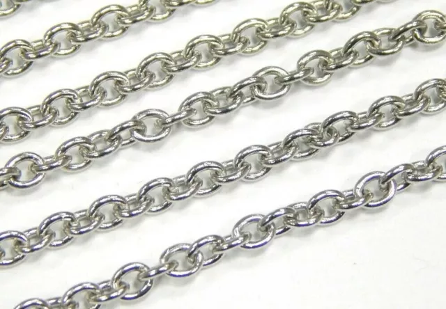 Collar de metal de acero inoxidable plata 3 x 2 mm cadena 1 metro BEST M423