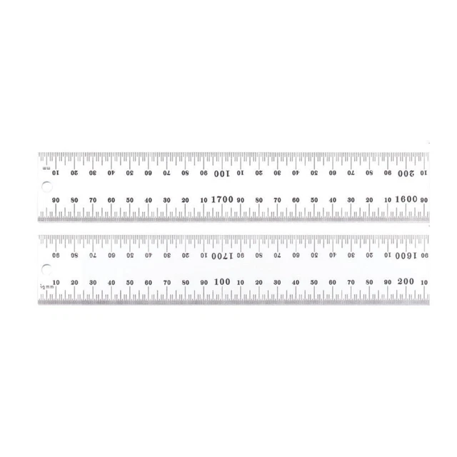 Starrett Heavy Spring Tempered Steel Rule with Satin Chrome Finish - C635-1800MM