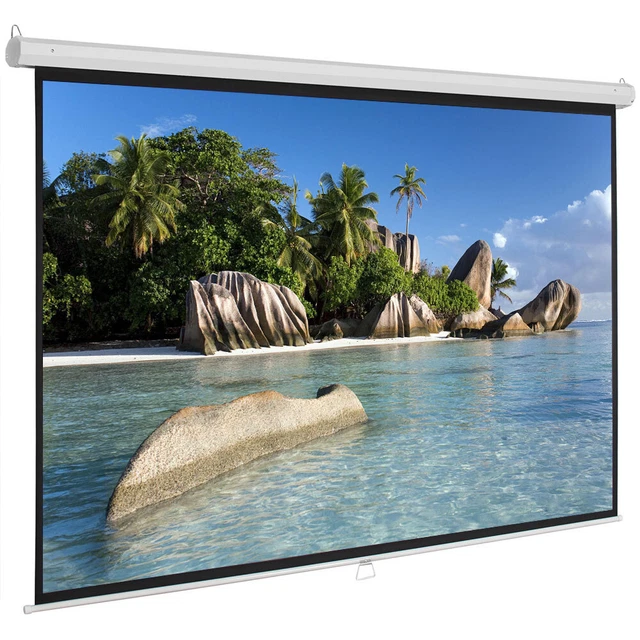 84 Projector Screen for Home Theater - Manual Pull Down 16:9 Aspect Ratio