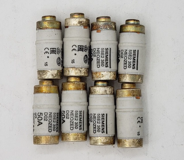 8x Siemens Assurance 5SE2350 Neozed D02 50A 400V