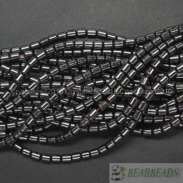 100pcs Natural Black Jet Hematite Gemstones Drum Spacer Beads 3mm 4mm 6mm 8mm