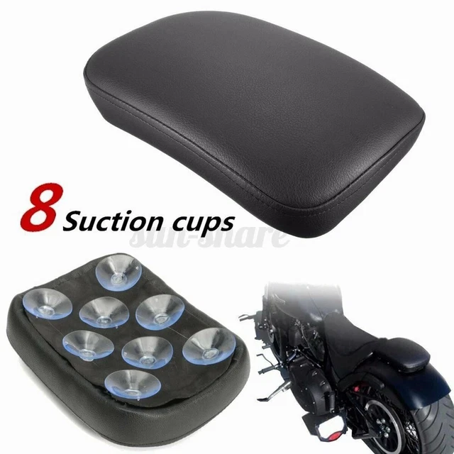 Synthetic Leather Motorcycle 8 Suction Cup Rear Pillion Passenger Pad Seat-Black