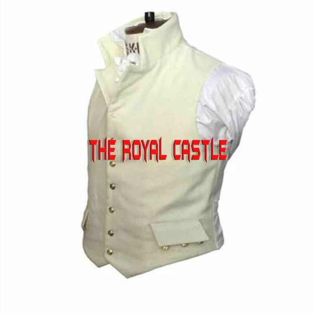 New Revolutionary War Off White 18th Century Waistcoat Men's Vest Fast Shipping