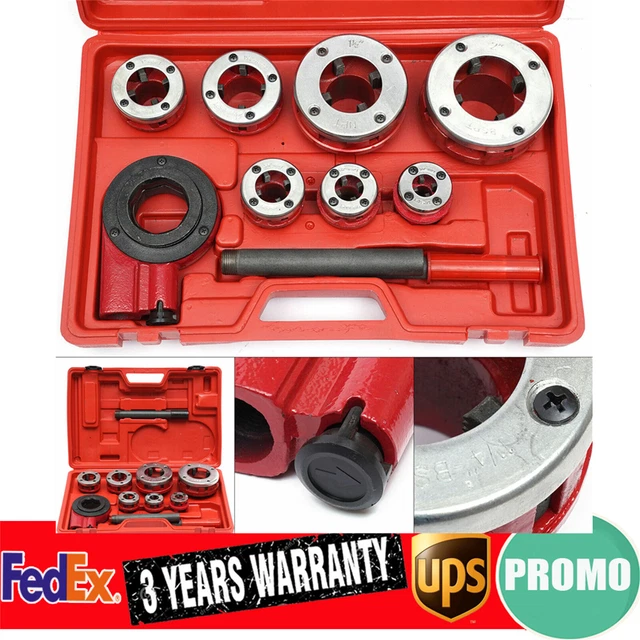 Pipe Threader w/ Hand Ratchet 3/8" 1/2" 3/4" 1" 1-1/4" 1-1/2" 2" Dies Kit Fast