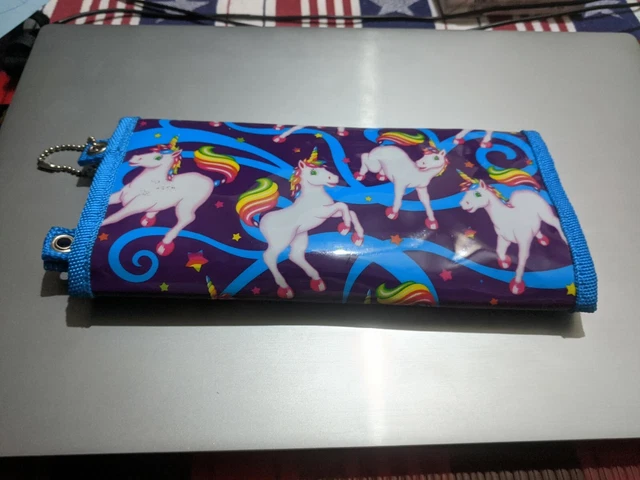 Vtg Lisa Frank Markie Rainbow Unicorn Print Roll-out 3 Ring Binder Pencil Case
