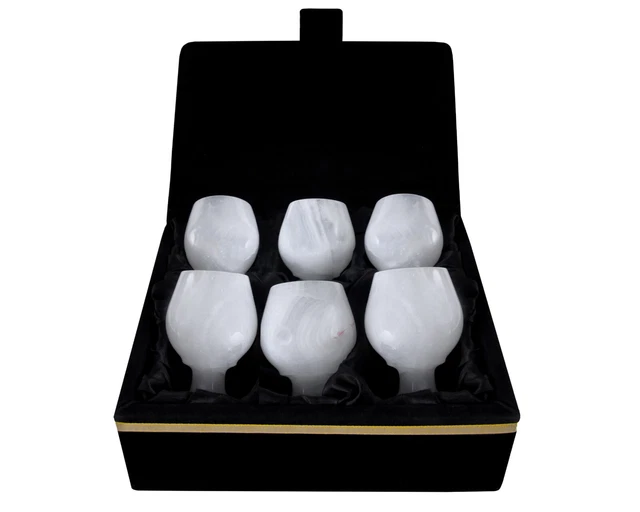 MARBLE STONE ONYX Wine Glasses Stone Cup Chalice Goblet with Box Set of