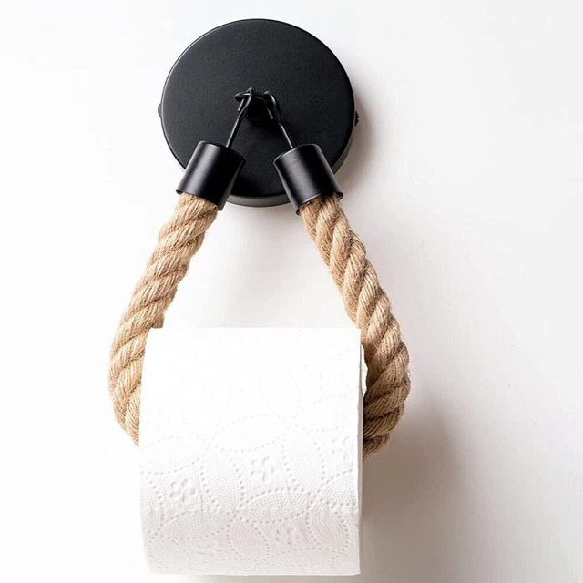 Porte-rouleau de toilette mural rustique design vintage avec corde de jute durab