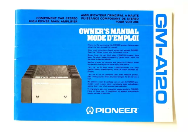 Originale PIONEER GM-A120 Car Amplifier Owner's Manual / manuale utente!!!