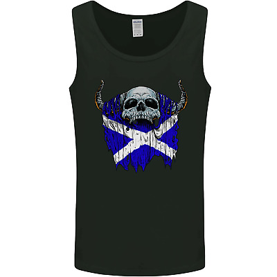 Scotland Flag Skull Scottish Biker Gothic Mens Vest Tank Top