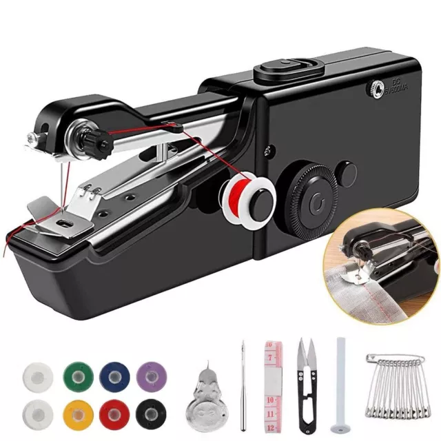 126Pcs DIY Mini Sewing Machine Electric Stitch Portable Hand Cordless+Sewing Kit